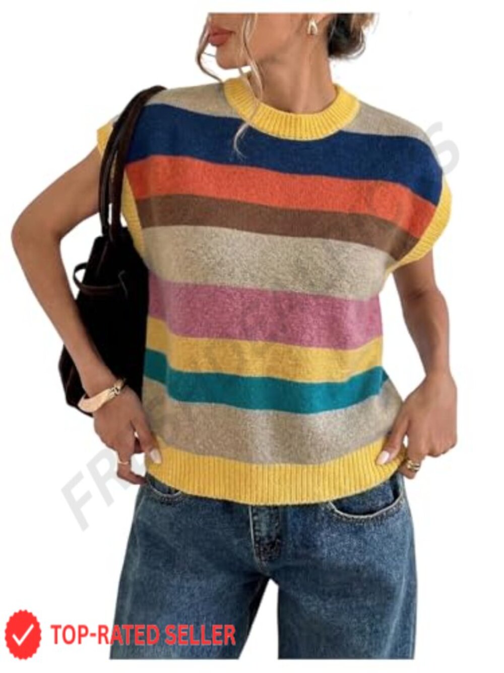 SweatyRocks Polyester Cap Sleeve Knit Tank Top Sweater Vest